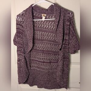 VTG Mudd Women Small Purple Knit Crochet Cardigan Sweater Y2K Boho Layering Fall